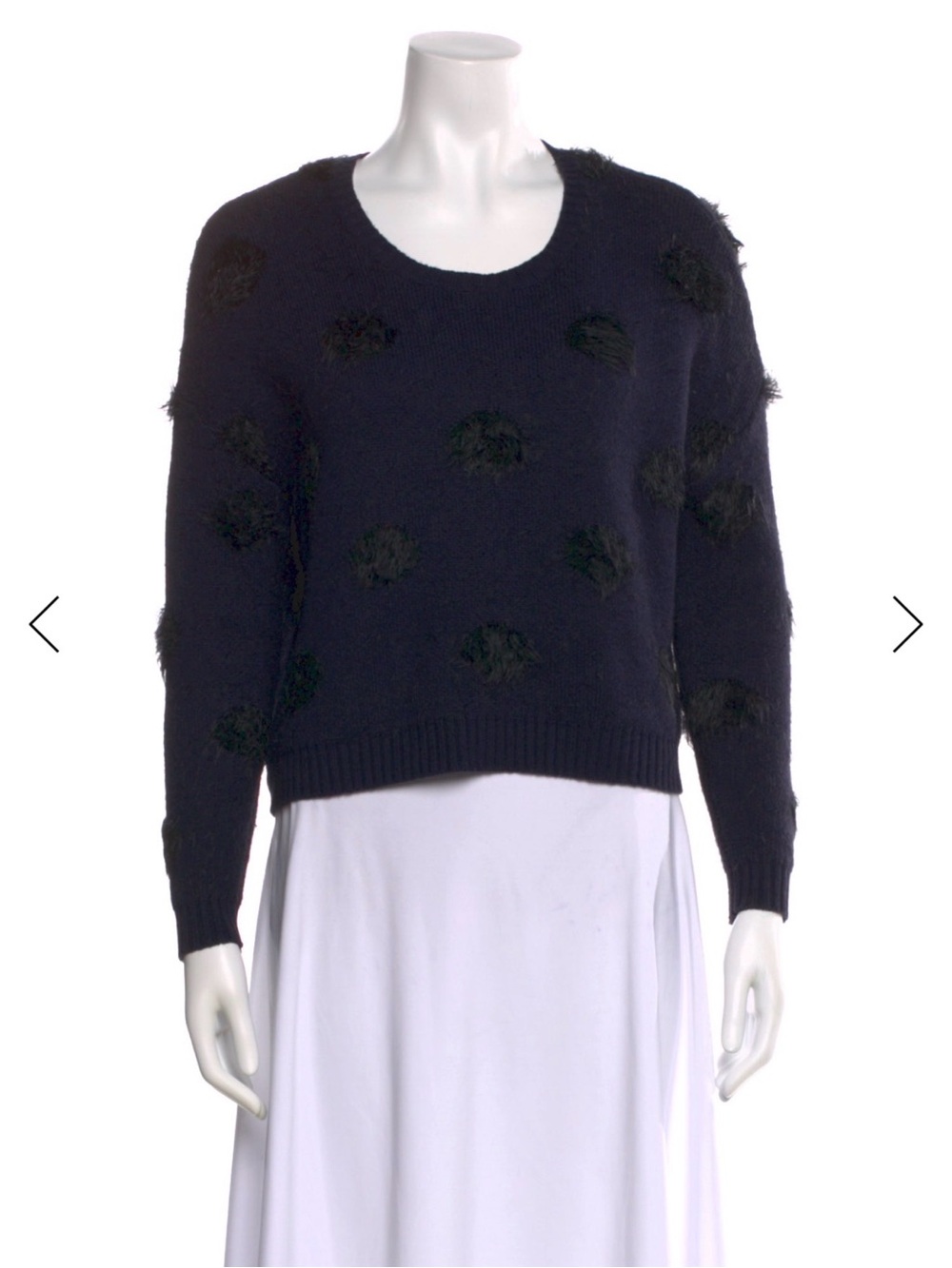 Pinko Navy Crewneck Sweater with Textured Polka Dots